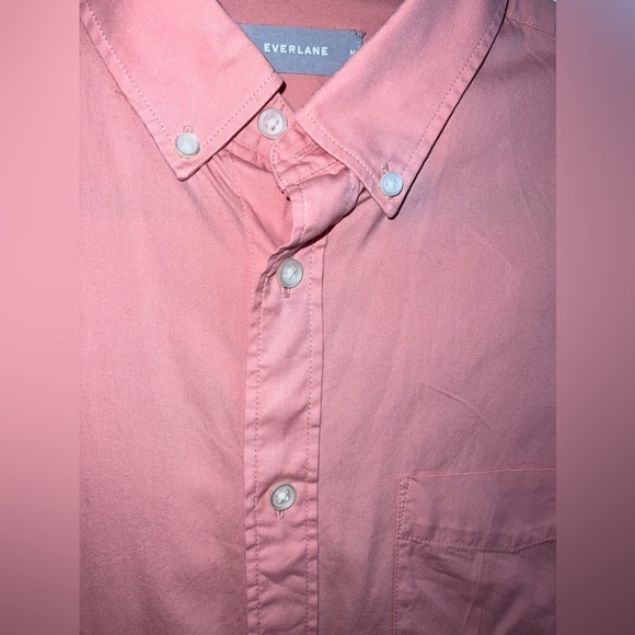 EVERLANE Men’s Peach Cotton Button Down Long Sleeve Oxford Fitted Shirt - Picture 4 of 7